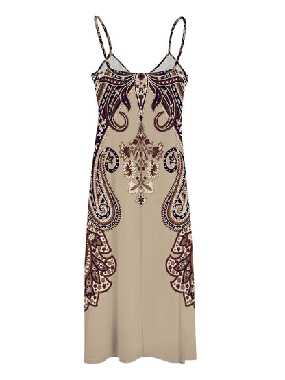 Paisley Print Spaghetti Strap Dress, Casual Sleeveless Cami Dress, Women's Clothing