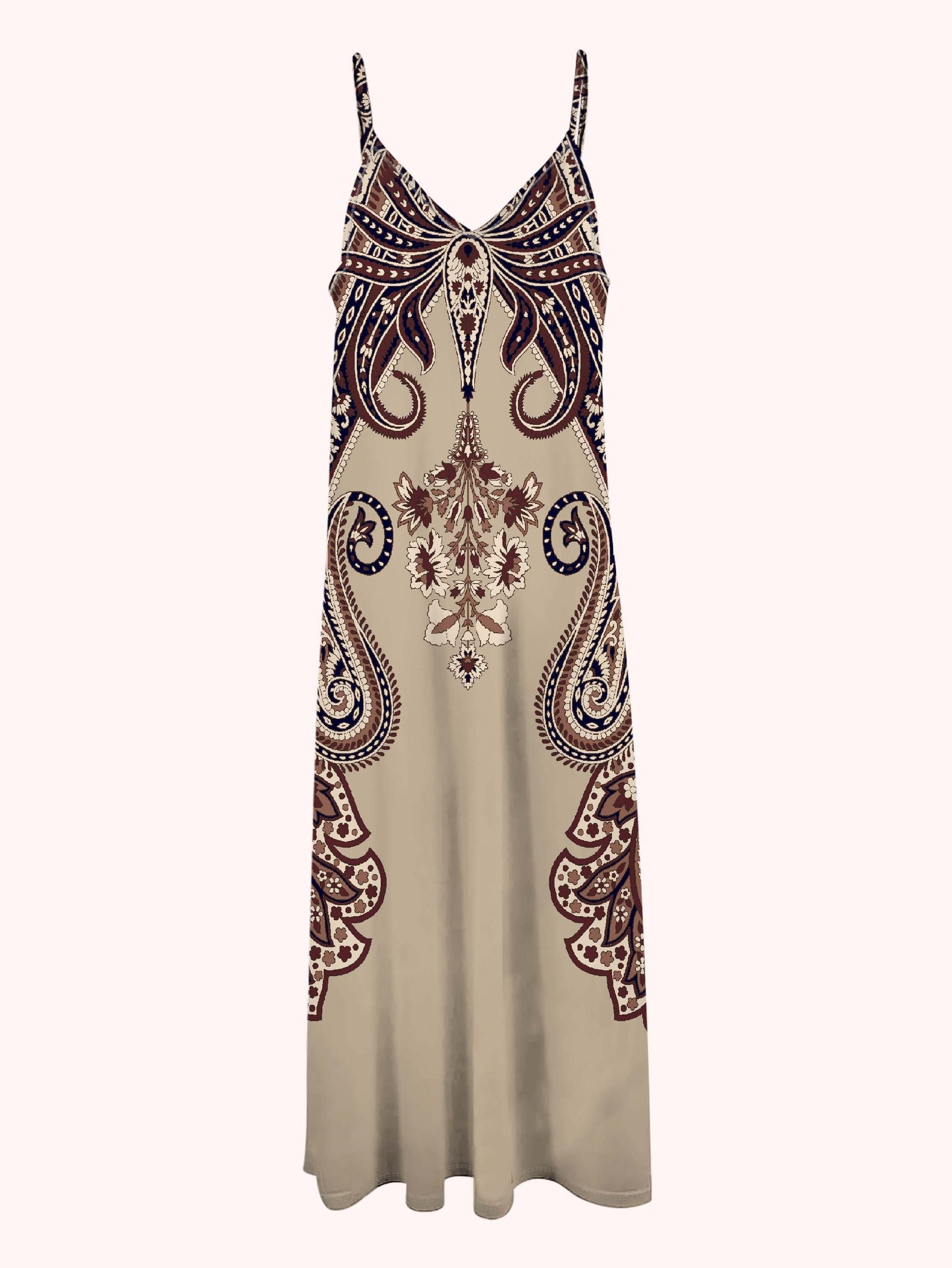 Paisley Print Spaghetti Strap Dress, Casual Sleeveless Cami Dress, Women's Clothing