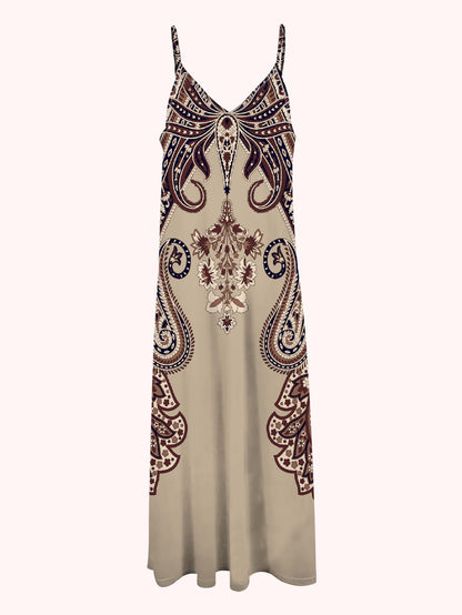 Paisley Print Spaghetti Strap Dress, Casual Sleeveless Cami Dress, Women's Clothing
