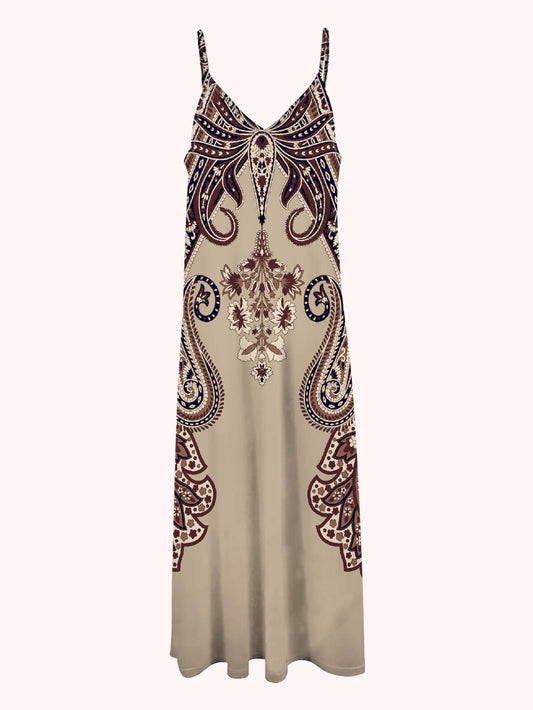 Paisley Print Spaghetti Strap Dress, Casual Sleeveless Cami Dress, Women's Clothing